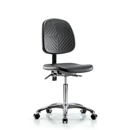 Bench Chair, Poly, Med, Bk, Chrome, Tilt Cast, No Arms, 19-1/2