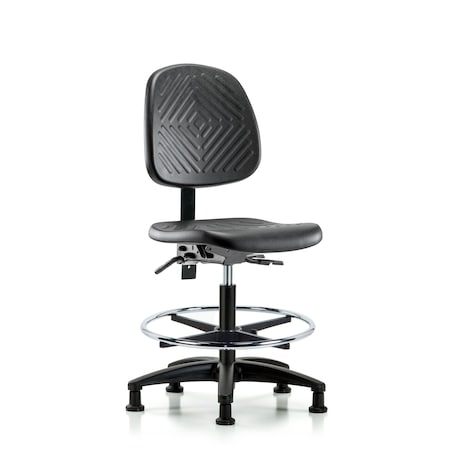Bench Chair, Poly, Med, Bk, CF Glides, No Arms, 19-1/2