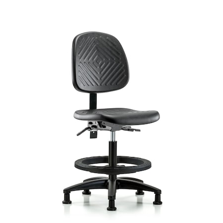Bench Chair, Poly, Med, Bk, Tilt, BF Glides, No Arms, 19-1/2