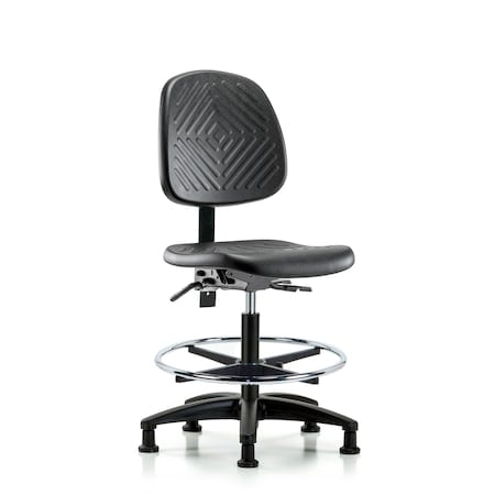 Bench Chair, Poly, Med, Bk, Tilt, CF Glides, No Arms, 19-1/2