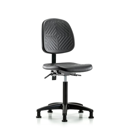 Bench Chair, Poly, Med, Bk, Tilt, Glides, No Arms, 19-1/2