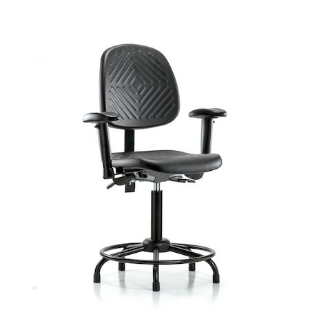 Benchch Chair, Poly, Med, Bk, RT, AA Glides, 6-Way Adjustable, 19-1/2