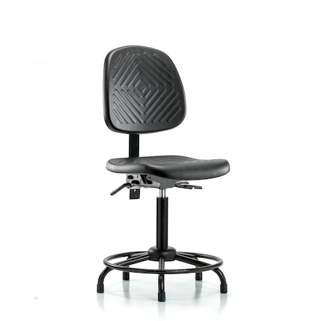 Bench Chair, Poly, Med, Bk, RT, Tilt Glides, No Arms, 19-1/2