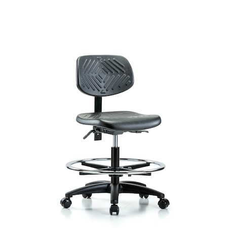 Chair, Poly, Med Bench, Tilt CF Casters, No Arms, 19-1/2