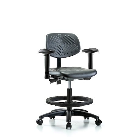 Chair, Poly, Med Bench, Tilt AA BF Casters, 6-Way Adjustable, 19-1/2
