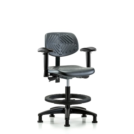 Chair, Poly, Med Bench, Tilt AA BF Glides, 6-Way Adjustable, 19-1/2