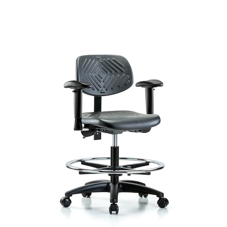 Chair, Poly, Med Bench, Tilt AA CF Casters, 6-Way Adjustable, 19-1/2