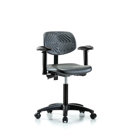 Chair, Poly, Med Bench, Tilt Arms Casters, 6-Way Adjustable, 19-1/2