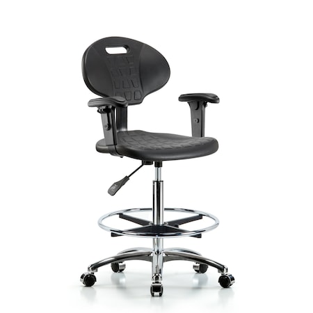 Erie Hi Bench Chair, Chrome, AA, CF, Casters, 2-Way Adjustable, 24