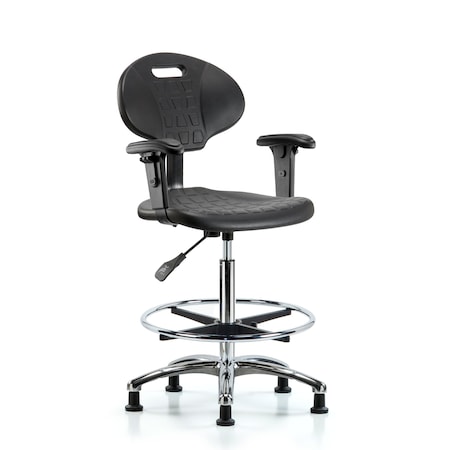Erie Hi Bench Chair, Chrome, AA, CF, Glides, 2-Way Adjustable, 24