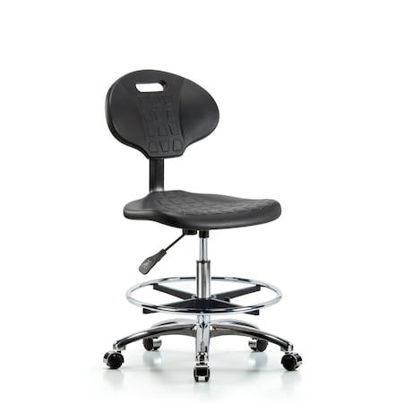 Erie Med Bench Chair, Chrome, CF, Casters, No Arms, 20