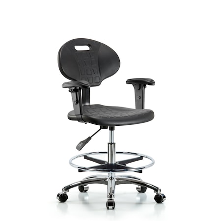 Erie Med Bench Chair, Chrm, AA, CF, Casters, 2-Way Adjustable, 20