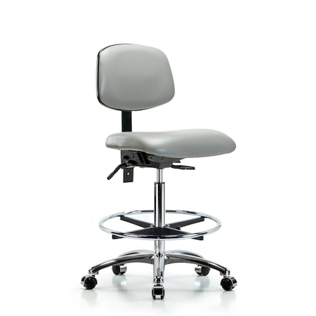Chair, Vinyl, Hi Bench, Chr CF Casters, Dov, No Arms, 26