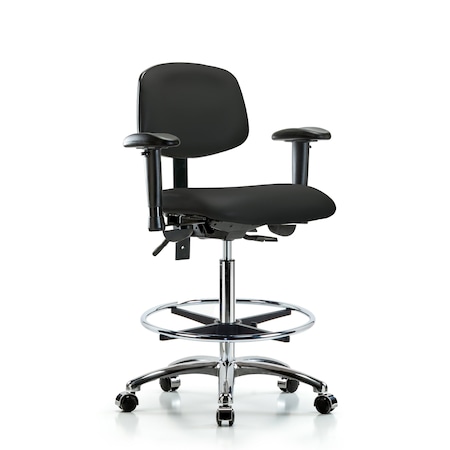 Chair, Vin, Hi Bench, Chr AA CF Casters, Blk, 6-Way Adjustable, 26