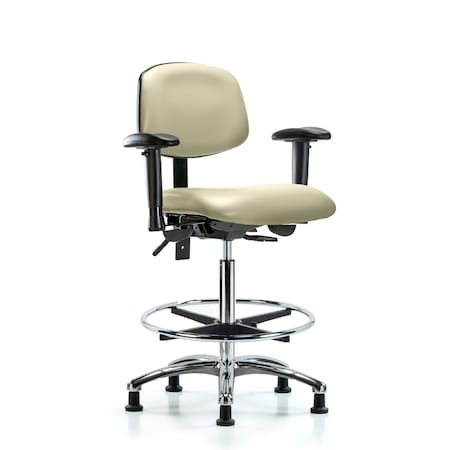 Chair, Vin, Hi Bench, Chr AA CF Glides, Wht, 6-Way Adjustable, 26