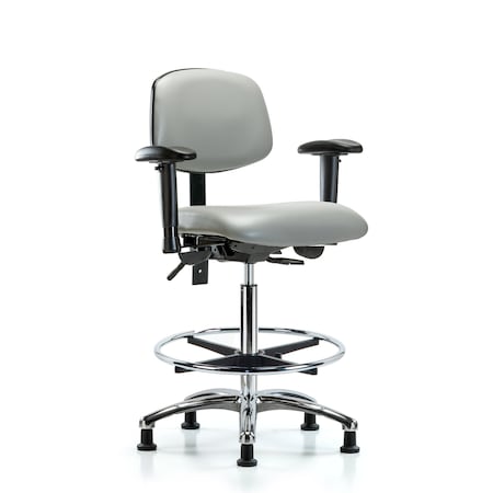 Chair, Vin, Hi Bench, Chr AA CF Glides, Dov, 6-Way Adjustable, 26