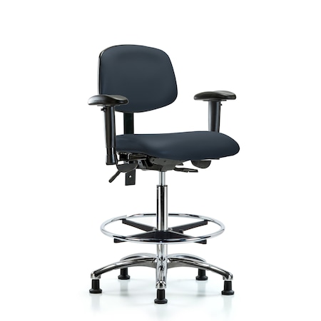 Chair, Vin, Hi Bench, Chr AA CF Glides, Nav, 6-Way Adjustable, 26