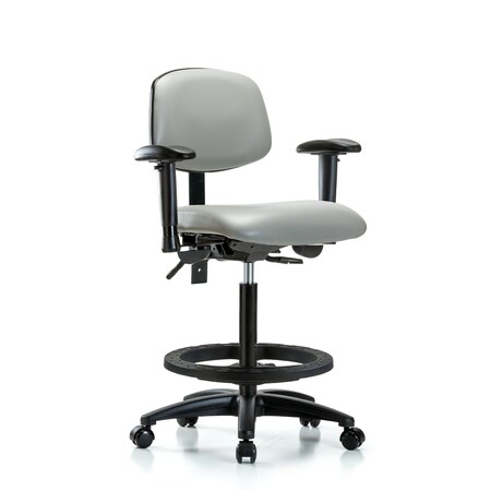 Chair, Fabric, Med Bench, CF Glides, Gry, 6-Way Adjustable, 26
