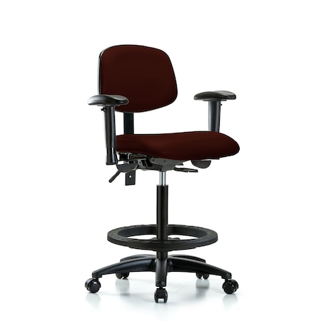 Chair, Fabric, Med Bench, CF Casters, Blk, 6-Way Adjustable, 26