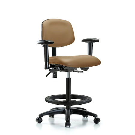 Chair, Fabric, Med Bench, CF Glides, Blu, 6-Way Adjustable, 26