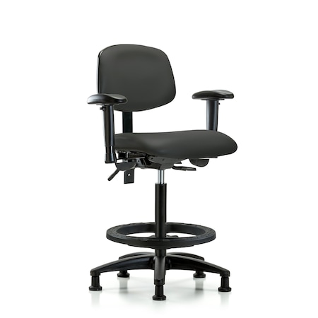 Chair, Fabric, Hi Bench, Tilt CF Glides, Nav, 6-Way Adjustable, 26