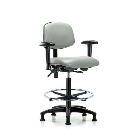 Chair, Fabric, Med Bench, AA Casters, Blu, 6-Way Adjustable, 26