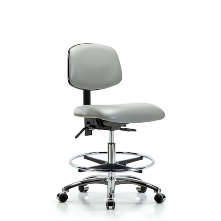 Chair, Vinyl, Med Bench, Chr CF Casters, Dov, No Arms, 22