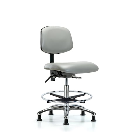 Chair, Vinyl, Med Bench, Chr CF Glides, Dov, No Arms, 22