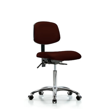 Chair, Vinyl, Med Bench, Chr Casters, Burg, No Arms, 22