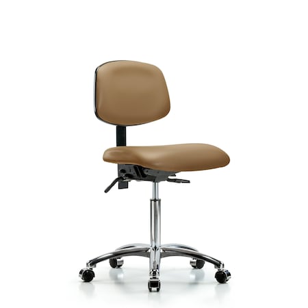 Chair, Vinyl, Med Bench, Chr Casters, Taupe, No Arms, 22