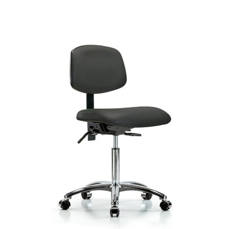 Chair, Vinyl, Med Bench, Chrome Casters, Gry, No Arms, 22