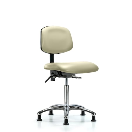 Chair, Vinyl, Med Bench, Chrome Glides, Wht, No Arms, 22