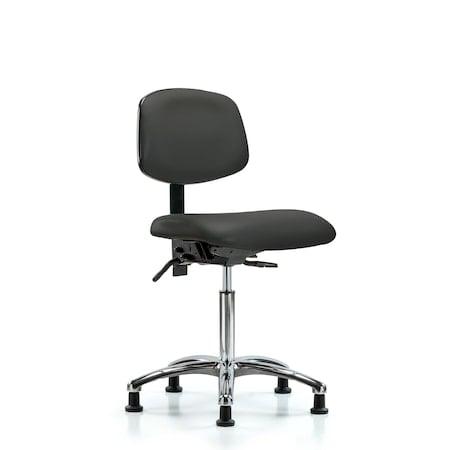 Chair, Vinyl, Med Bench, Chrome Glides, Gry, No Arms, 22