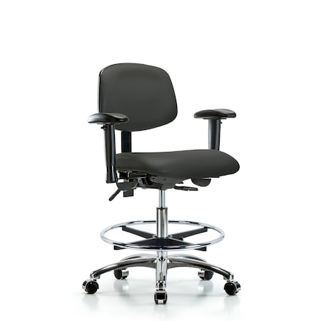Chair, Vin, Med Bench, Chr AA CF Cast, Gry, 6-Way Adjustable, 22