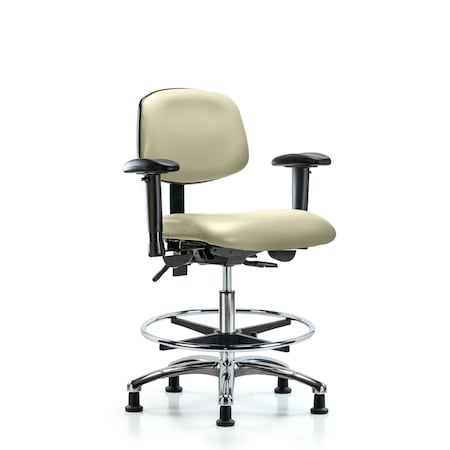 Chair, Vin, Med Bench, Chr AA CF Glides, Wht, 6-Way Adjustable, 22