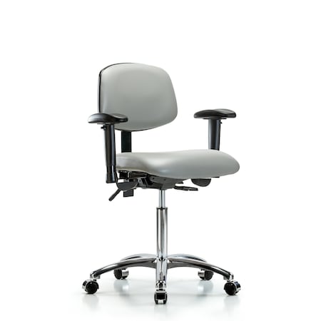 Chair, Vinyl, Med Bench, Chr AA Casters, Dov, 6-Way Adjustable, 22