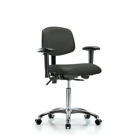 Chair, Vinyl, Med Bench, Chr AA Casters, Gry, 6-Way Adjustable, 22