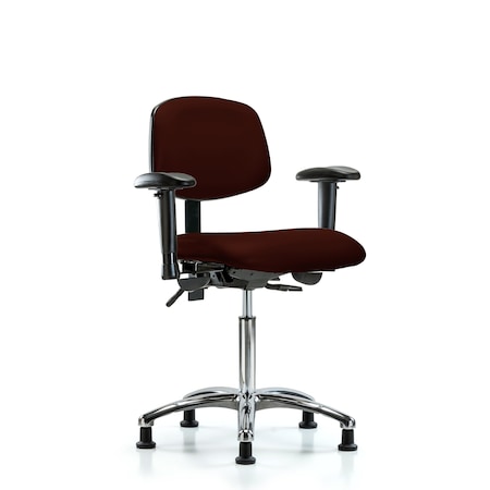 Chair, Vinyl, Med Bench, Chr AA Glides, Burg, 6-Way Adjustable, 22