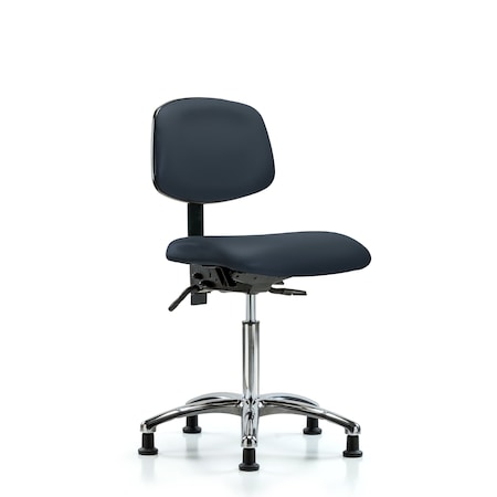 Chair, Vin, Med Bench, Chr Tilt Glides, Nav, No Arms, 22