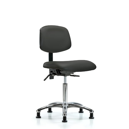 Chair, Vin, Med Bench, Chr Tilt Glides, Gry, No Arms, 22