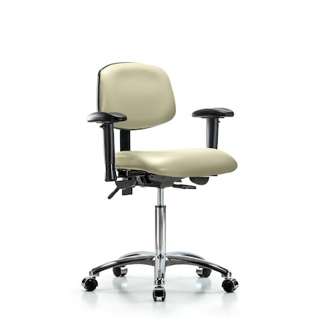 Chair, Vin, Med Bench, Chr Tilt AA Cast, Wht, 6-Way Adjustable, 22