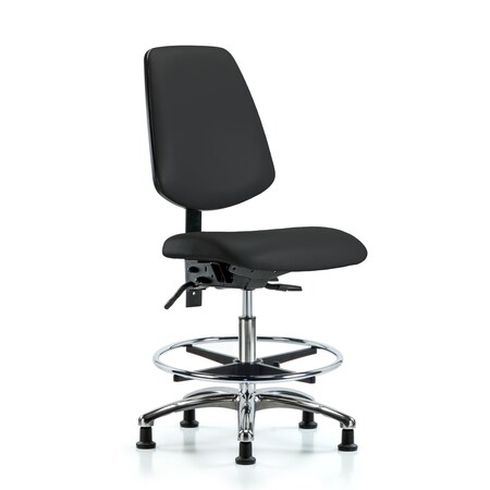 Bench Chair, Vinyl, Med, Bk, CF, Glds, Blk, No Arms, 22