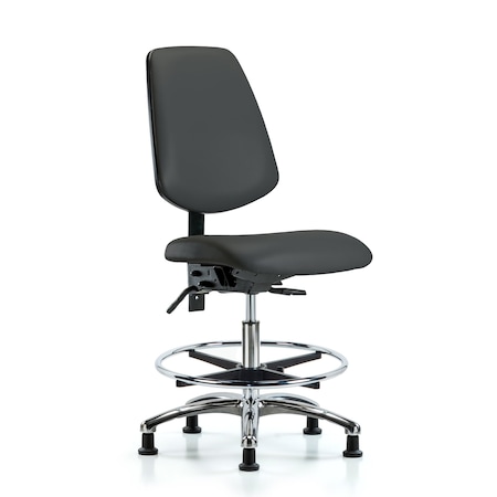 Bench Chair, Vinyl, Med, Bk, CF, Glds, Gry, No Arms, 22