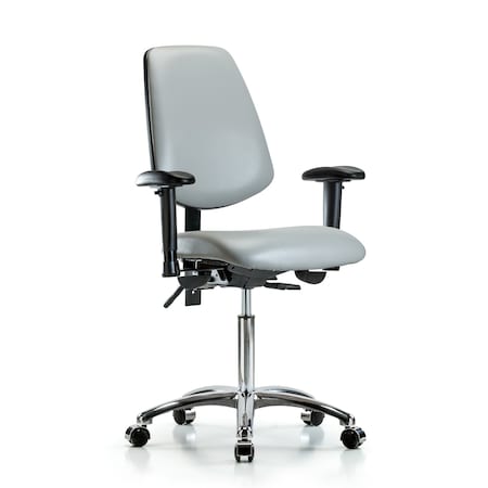 Bench Chair, Vinyl, Med, Bk, Cast, Dov, 6-Way Adjustable, 22