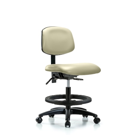 Chair, Vinyl, Med Bench, BF Casters, Wht, No Arms, 22