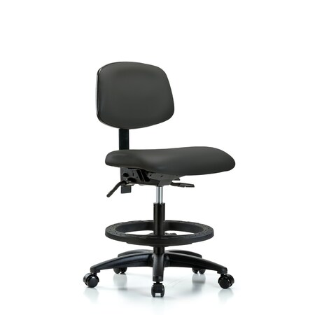Chair, Vinyl, Med Bench, BF Casters, Gry, No Arms, 22
