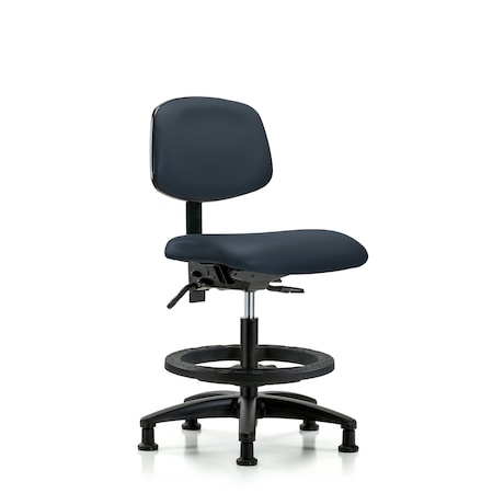 Chair, Vinyl, Med Bench, BF Glides, Nav, No Arms, 22