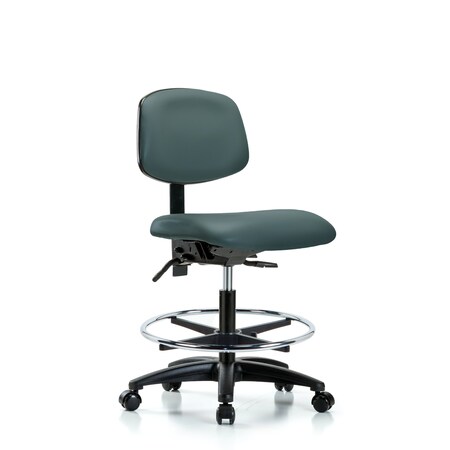 Chair, Vinyl, Med Bench, CF Casters, Blu, No Arms, 22