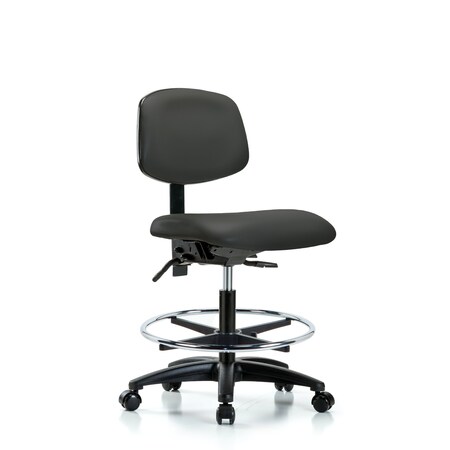 Chair, Vinyl, Med Bench, CF Casters, Gry, No Arms, 22