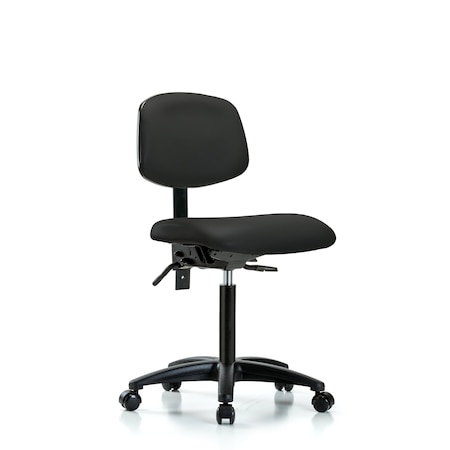 Chair, Vinyl, Med Bench, Casters, Blk, No Arms, 22